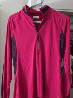 Vibrant Hot Pink Quarter-Zip Athletic Top